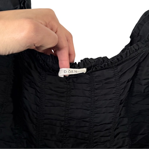 DÔEN Katherina Black Cotton Maxi Dress – Size Medium – Square Neck Puff Sleeve - Picture 9 of 9